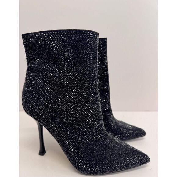 INC Boots Size 5 Black Womens Dressy High Heel Pointed Toe Rhinestones NEW - Picture 3 of 10